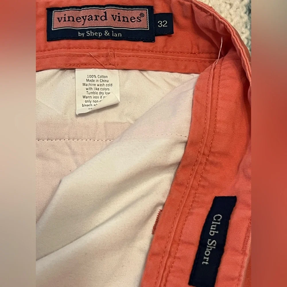 Vineyard Vines Shep Ian Salmon Pink 7 Inch Club Chino Shorts 32
